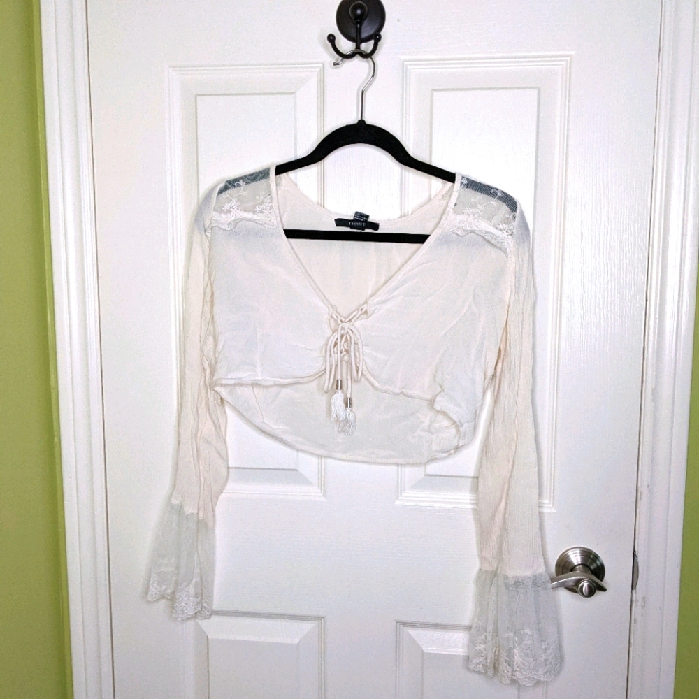 Bell Sleeved Adjustable Tie Crop Top